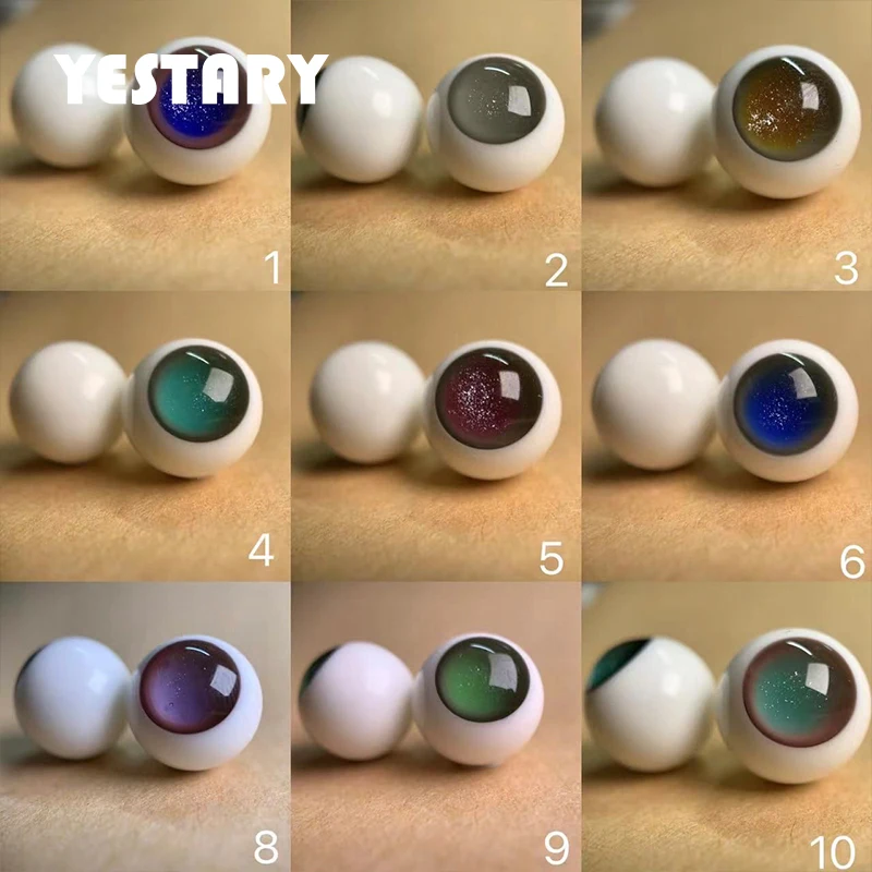 YESTARY 14MM Eyes For Toys 1/6 BJD Doll Accessories 3D Smalls Iris Eyeballs Sparkling Eyes For Dolls Crafts DIY Glass Eyeballs