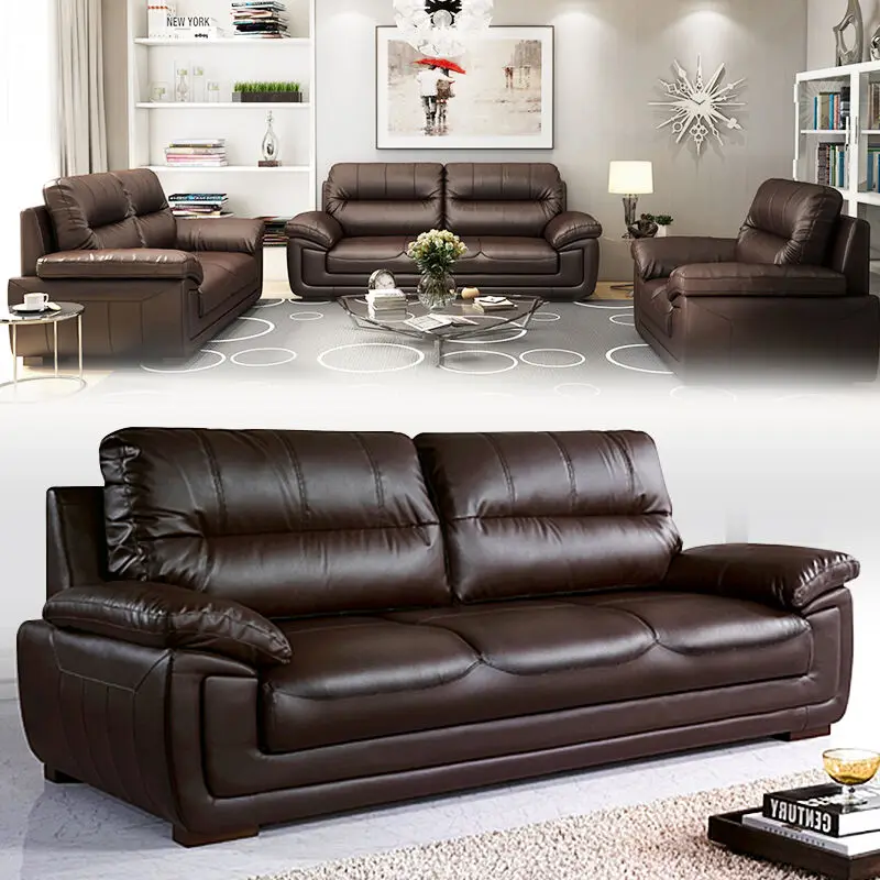 

Leather office sofa, simple modern office sofa, three-person reception, business reception sofa, coffee table combination