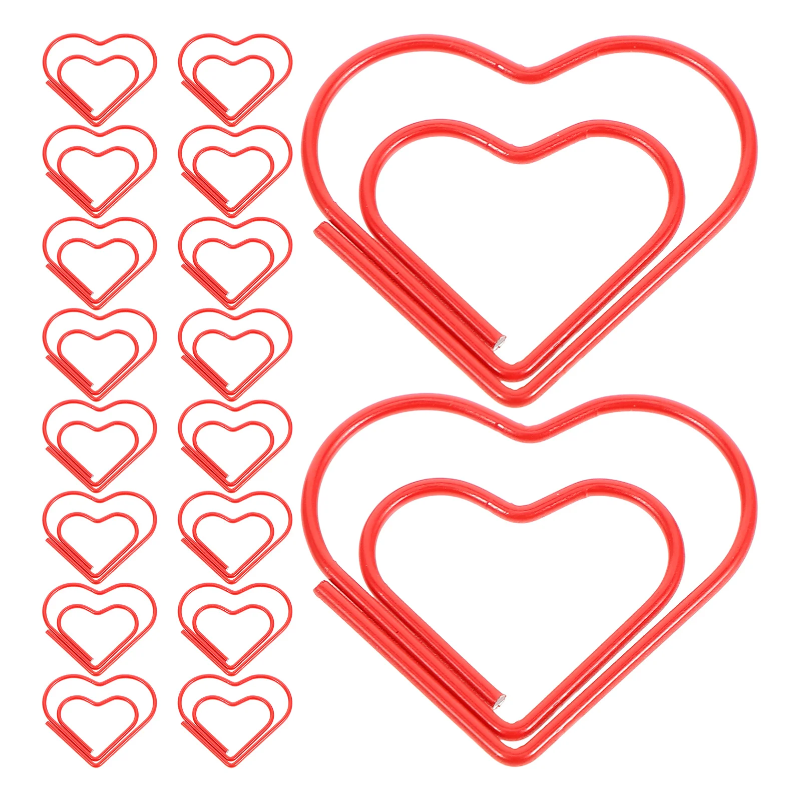 100 Pcs Metal Heart Shaped Paper Clips Red Love Heart Clip Non Skid Office Stationery School Home Photo Supply Note Holder
