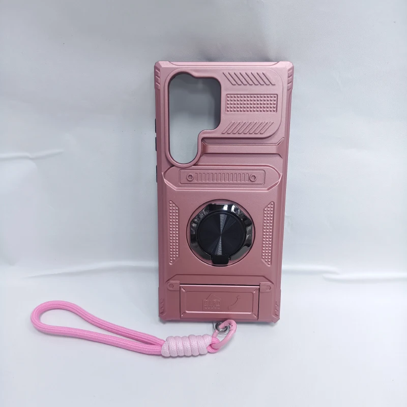 360 ° Rotat Metall Auto Halterung Ring Brieftasche Karte Slot Lanyard Telefon Fall Für Samsung S25 Ultra Rand S23 S24 Ultra Plus FE Zurück Abdeckung