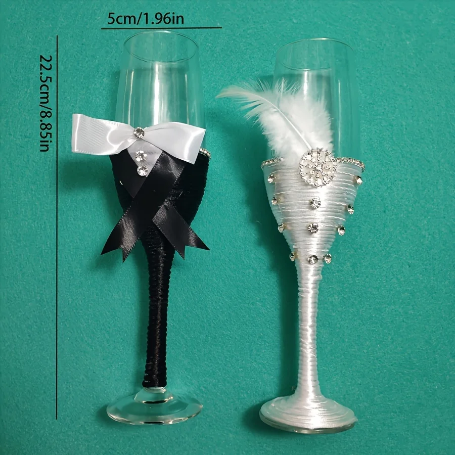 Champagne Flute Set Romantic Couple Glasses Bride Groom GiftElegant Lace Wedding