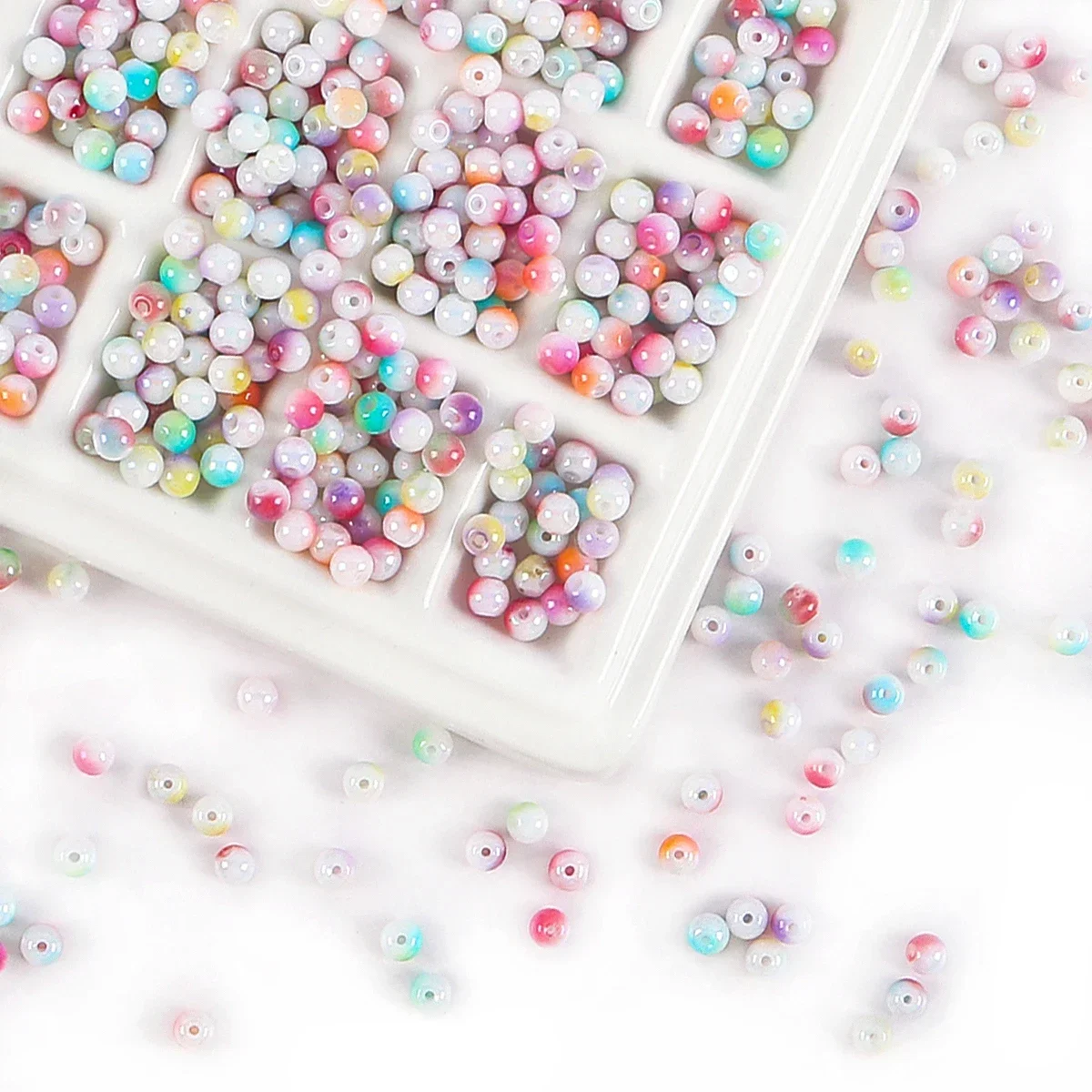 4mm Jewelry Making Findings Acrylic Seed Spacer Painted Beads Colorful Gradient Round Shape Beads DIY  Accessories
