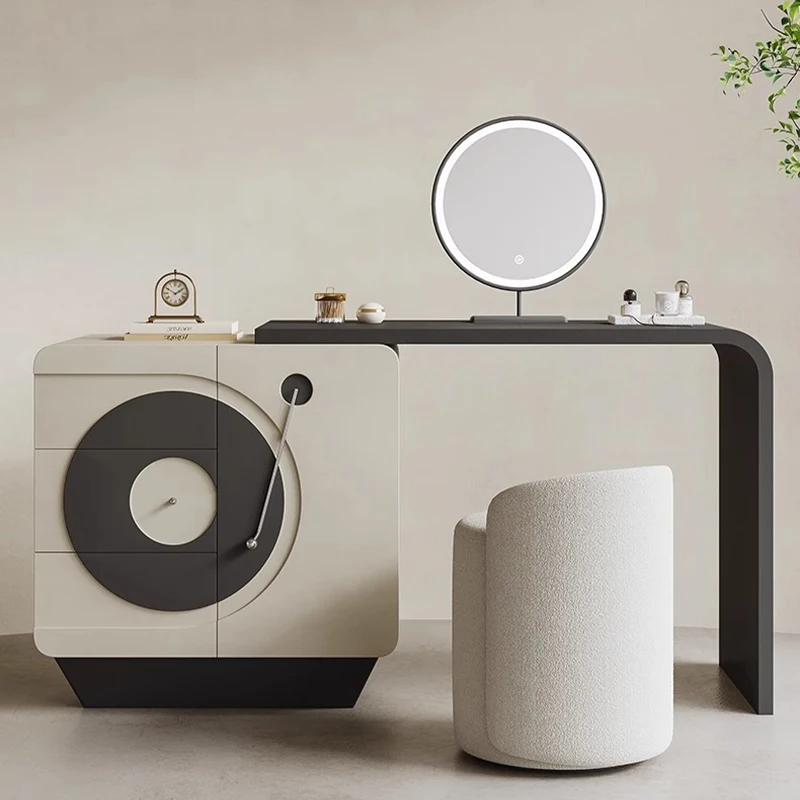 

Record Player Design Wood for Bedroom Modern Storage Cabinet Simple Foldable Dressing Table
