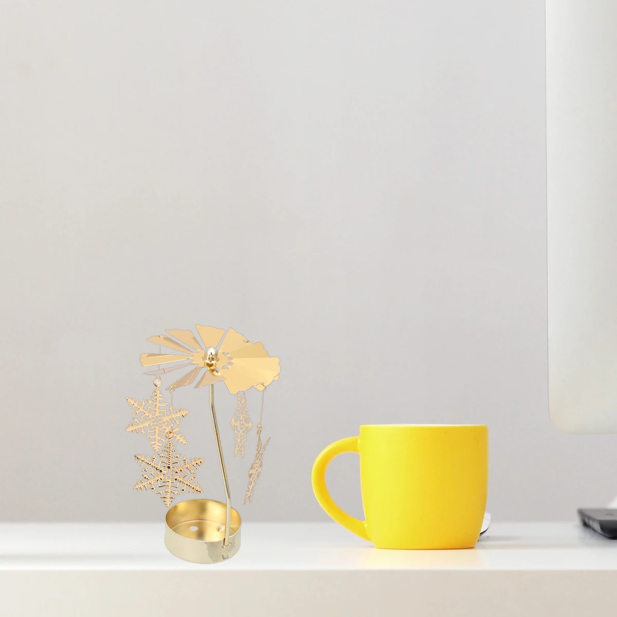 

Rotating Snowflake Holder Light Stand For Holiday Party Home Decor Revolving Candlestick Decoration