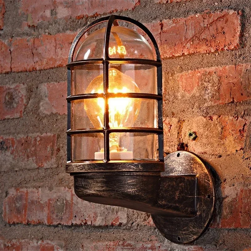 

Industrial retro wall lamp creative cafe restaurant aisle explosion-proof glass bar garage wall lights for home