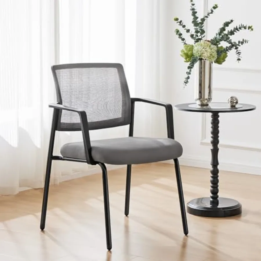 

Sweetcrispy Mesh Back Stacking Arm Chairs Upholstered Fabric Stacking Chairs Sturdy Metal Office Chairs Easy to Use and Store O