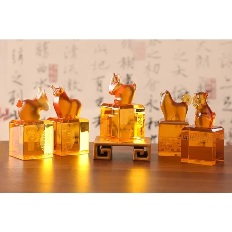 Zodiac Glazed Carving Name Seal Calligraphy Seal Rat Cow Tiger Rabbit Dragon Snake Horse Goat Monkey