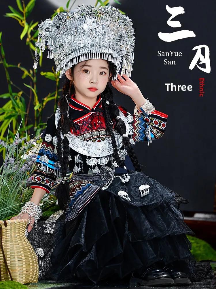 

Новая детская одежда Minori: национальная одежда для девочек народностей Чжуанфу, Мяо, Тудзя, из полиэфирного волокна