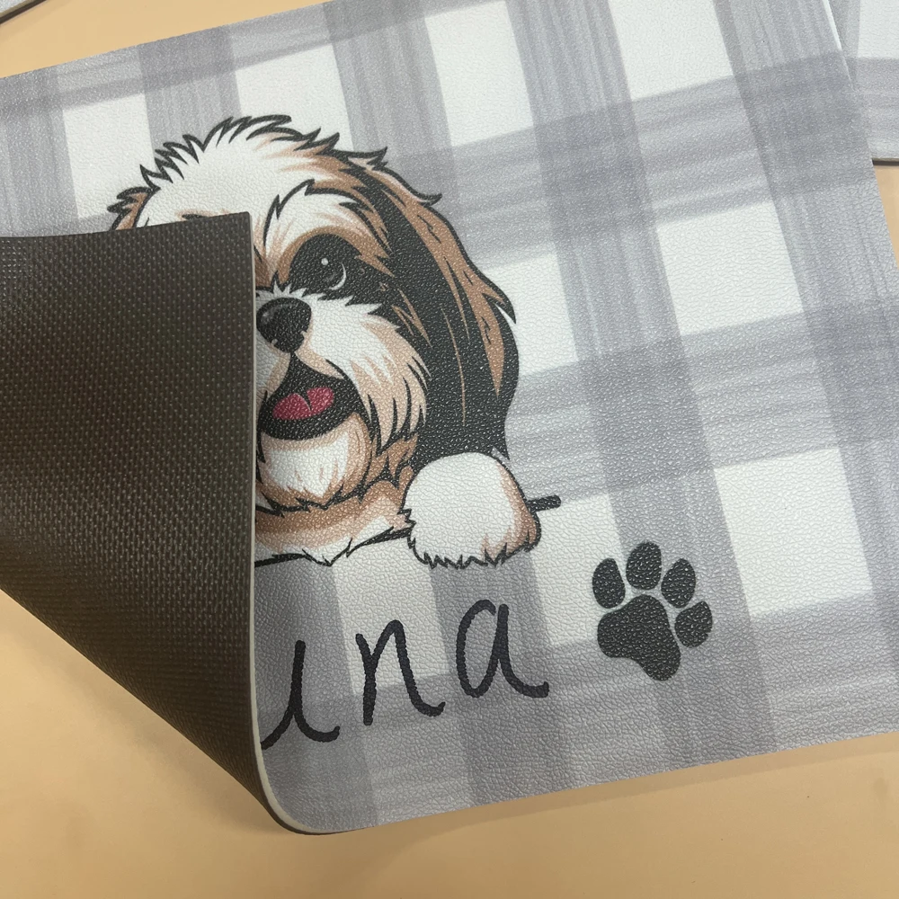 Household Pu Pet Dog Personalized Pet Bowl Mat Waterproof Food Bowl Beverage Feeding Mat and Black Pen for Writing Pet Name