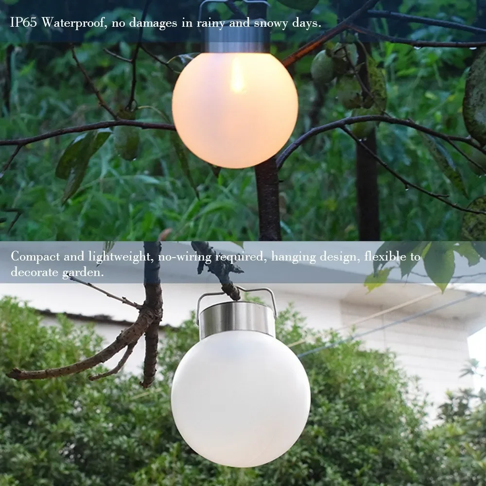 

Solar-Powered Lamp Waterproof LED Hanging Ball Light Flickering Flameless Solar Lantern for Garden Outdoor Drop Shipping