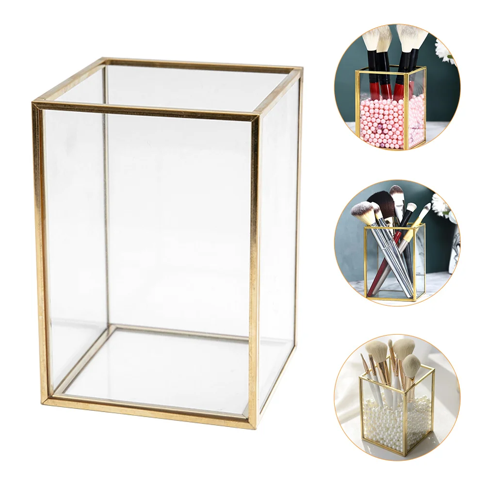 

1Pcs Makeup Tool Holder Golden Finish Brush Storage Cylinder Stylish Pen Holder for Cosmetics Tools Home Office Organization