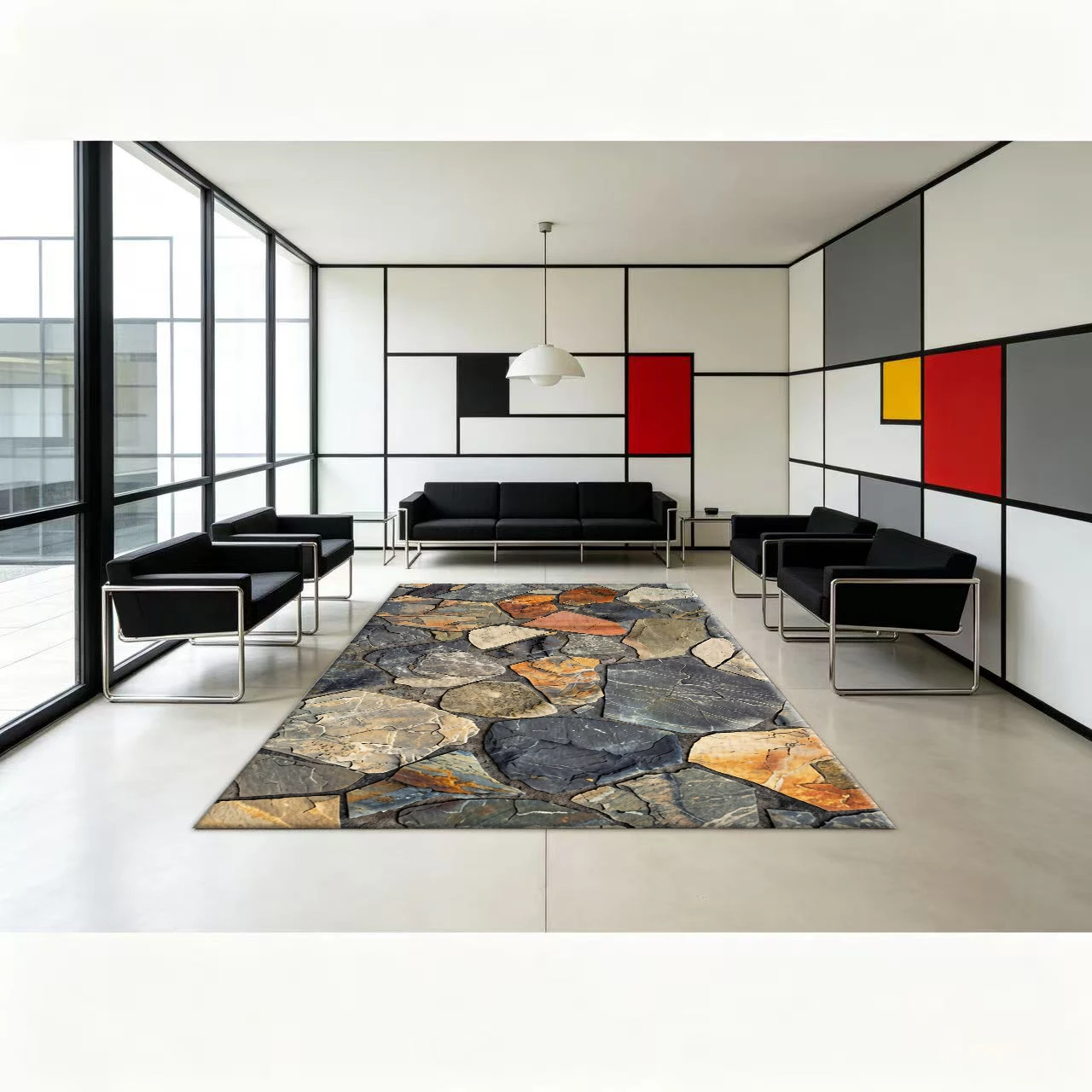Natural Stone Texture Carpet Flooring Decorative Floor Mat for Living Room Home Interior Decoration