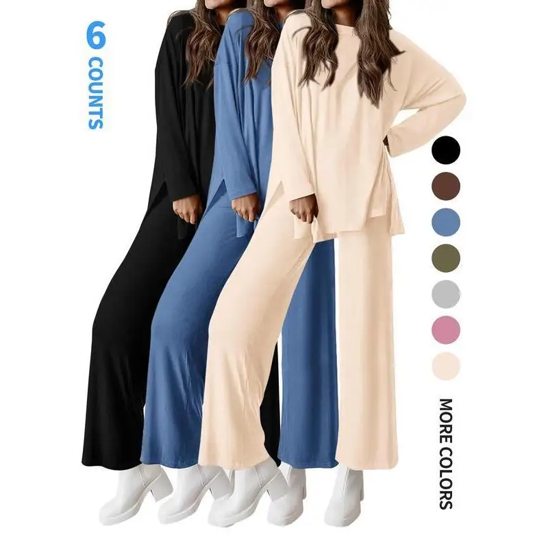 ensemble-2-pieces-pour-femmes-hauts-a-manches-longues-ourlet-fendu-vetements-confortables-pour-la-maison-ensembles-assortis-pour-couples-vetements-d'automne