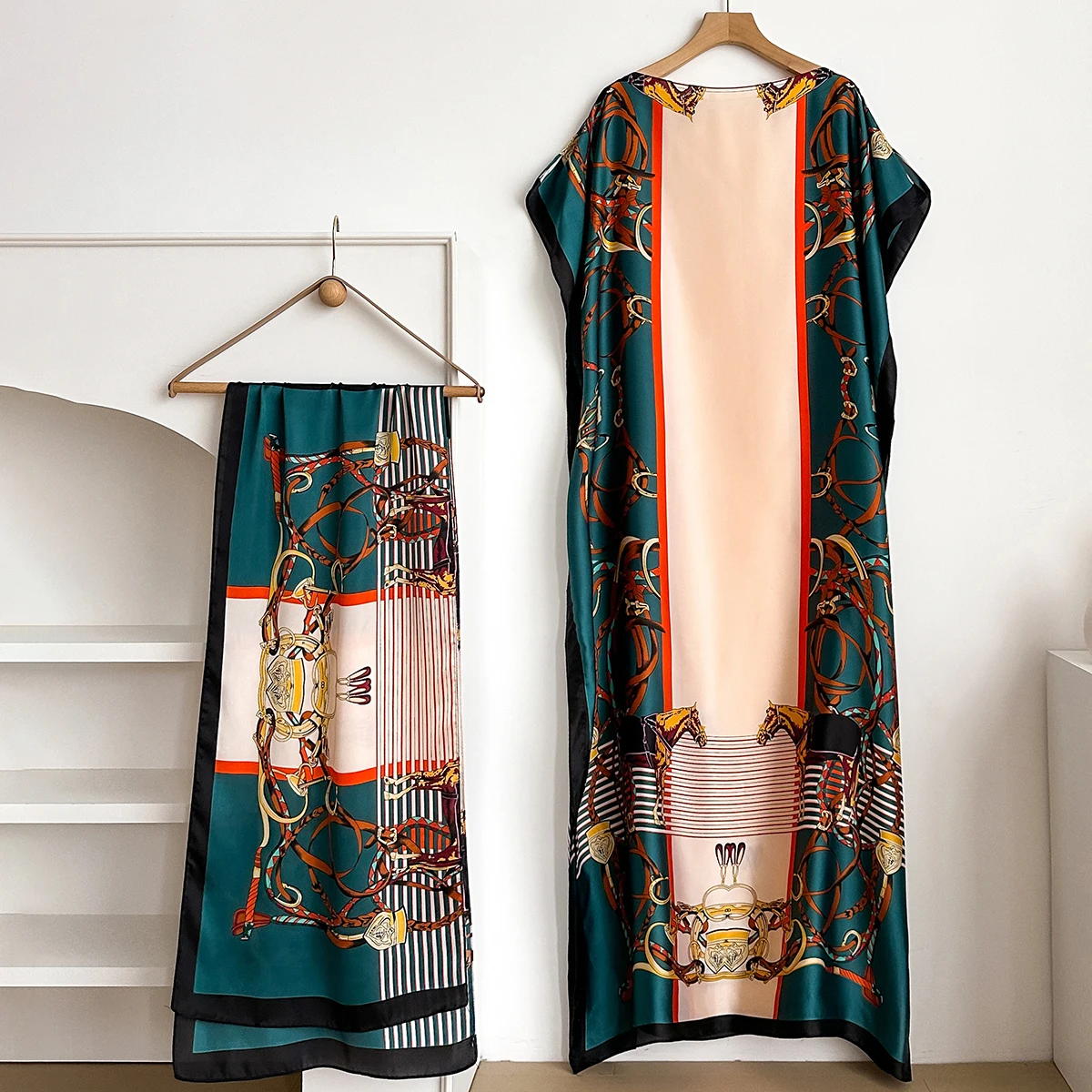 فساتين أفريقية عصرية صيفية جديدة لعام 2025 للنساء أنيقة مطبوعة من الحرير المسلمات فستان طويل حجاب قفطان عباية كويت كبيرة الحجم #6