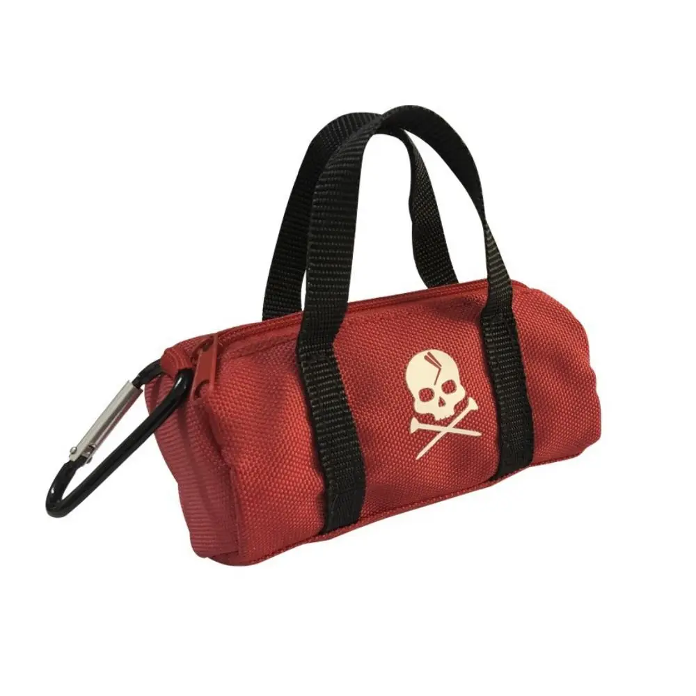 Skeleton Pattern Small Golf Storage Bag Lightweight Zipper Golf Ball Storage Pouch with Metal Hook High-Capacity