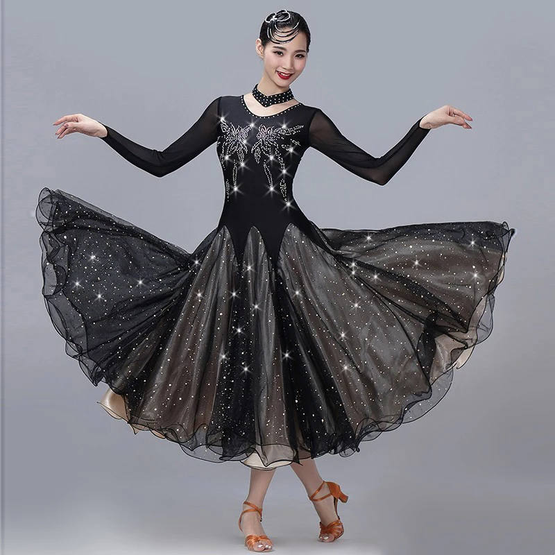 

2023 New Women's Ballroom Competition Dresses Modern Waltz Tango Standard Clothes Rhinestone Adults Big Swing Stage Costumes