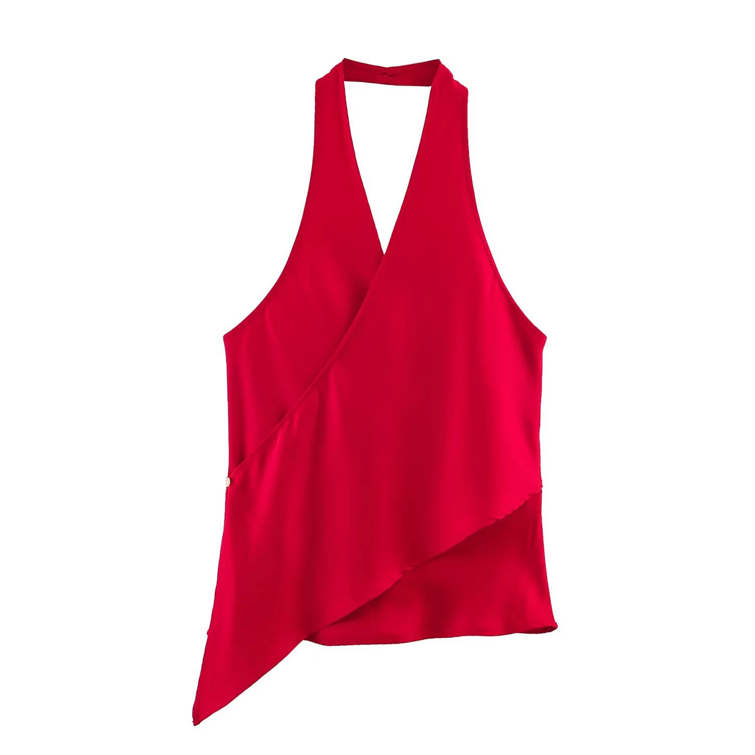 European and American style spring new women's clothing design sense versatile commuting texture hanging neck collar top