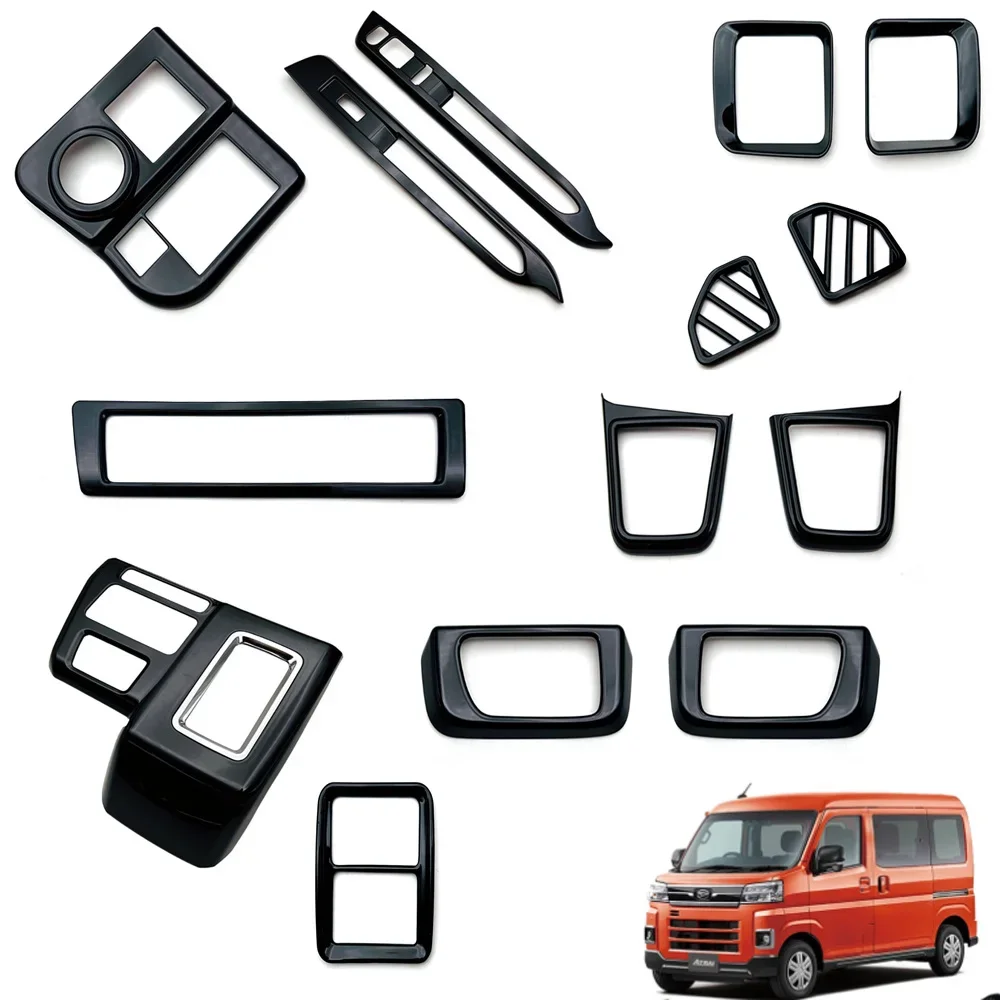 For Daihatsu ATRAI HIJET CARGO 2022-2024 Interior Piano Black Air AC Outlet Sticker Door Handle window switch gear Panel Cover