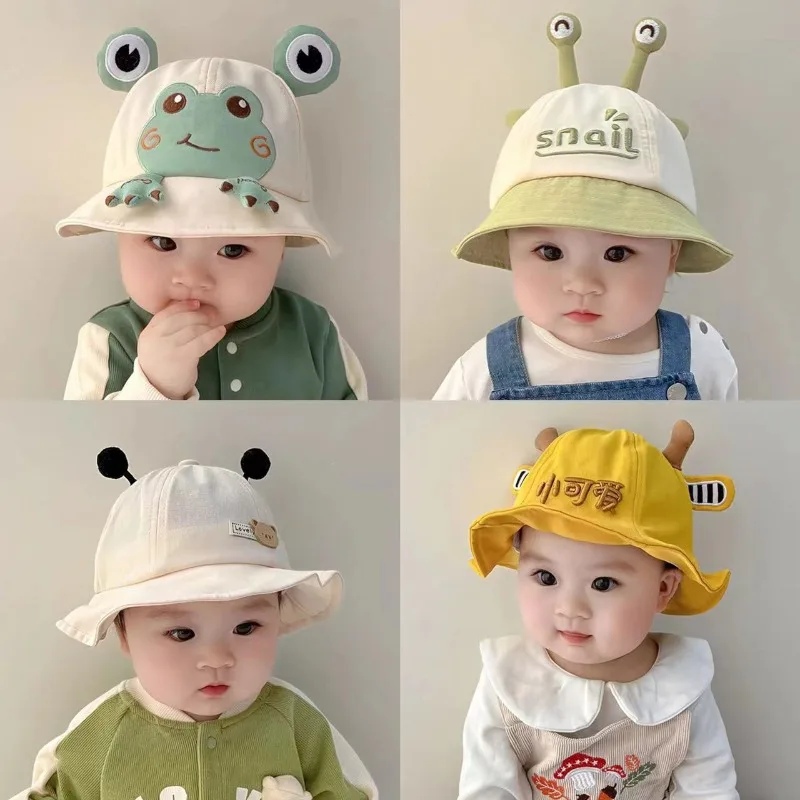 

1 Piece Cute Cartoon Baby Bucket Hat Newborn Sun Protection Cap for Infant Toddler Soft Cottons Korean Style Fisherman Hat