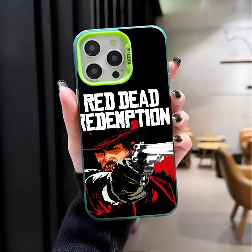 حافظة هاتف RDR2 لهاتف آيفون 17 إير 16 15 14 13 12 11 برو ماكس بلس غطاء خلفي فضي مقاوم للصدمات