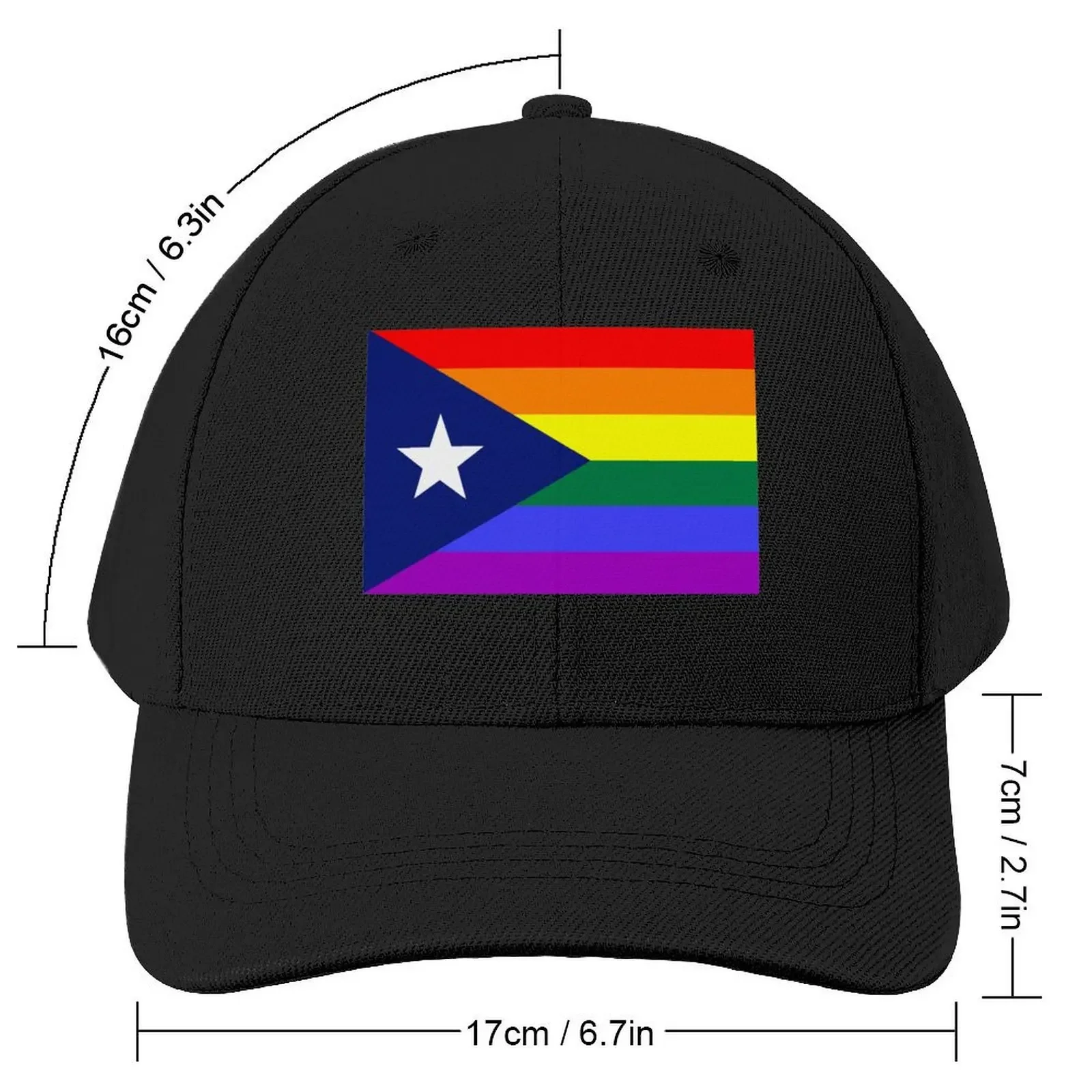 Puerto Rican Rainbow Pride Flag Baseball Cap Kids Hat derby hat Golf Women Men's