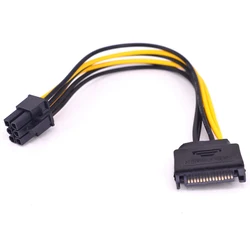 15pin Male SATA Power To 6pin Male PCI Express Adapter Cable For Video GPU Card 15 pin SATA Power Supply Cable Miner Mining