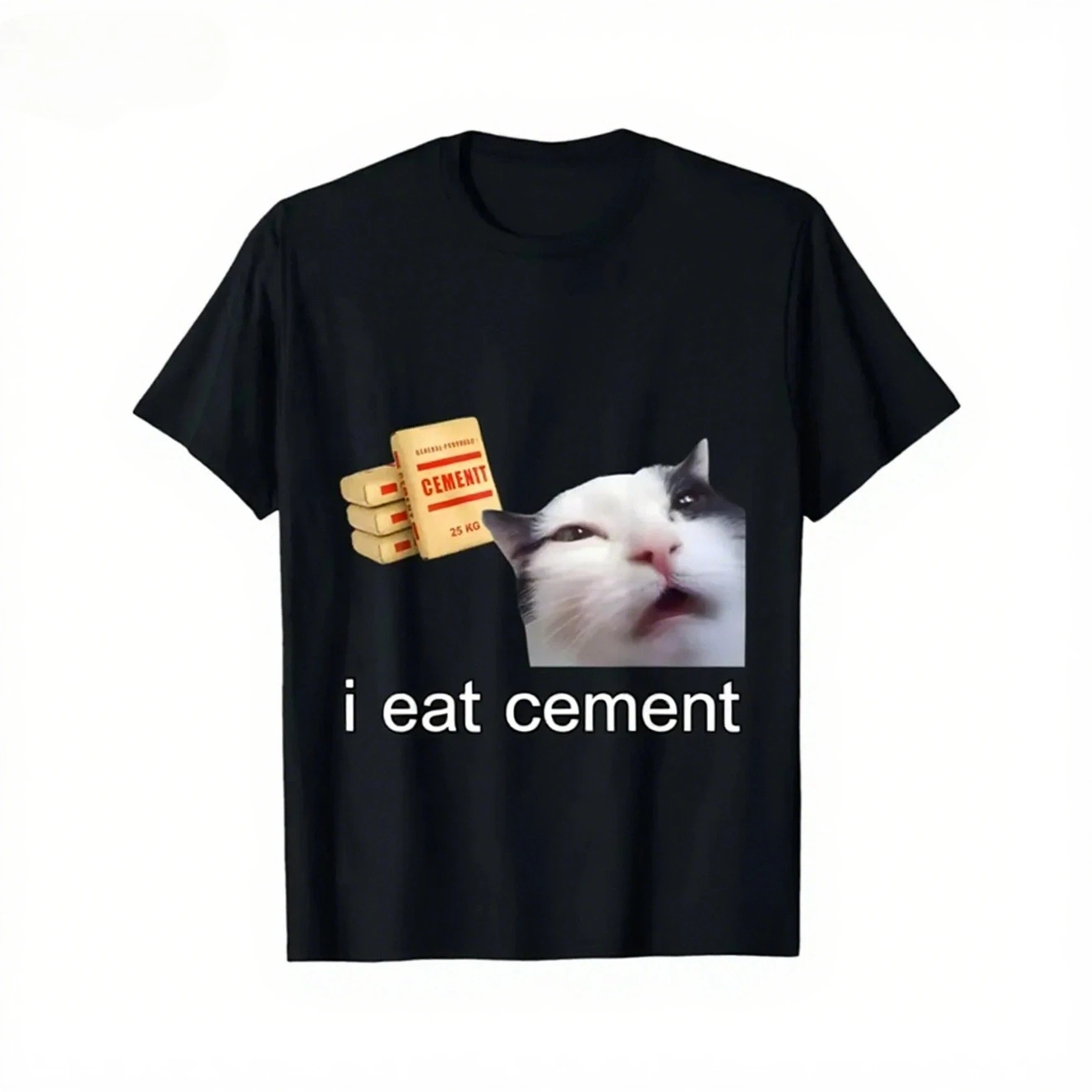 Camiseta con texto en inglés "I Eat Cement Curse Cat", divertida y extraña, Meme, para niño y niña, camisetas de manga corta a la moda, ropa de calle, Top informal transpirable