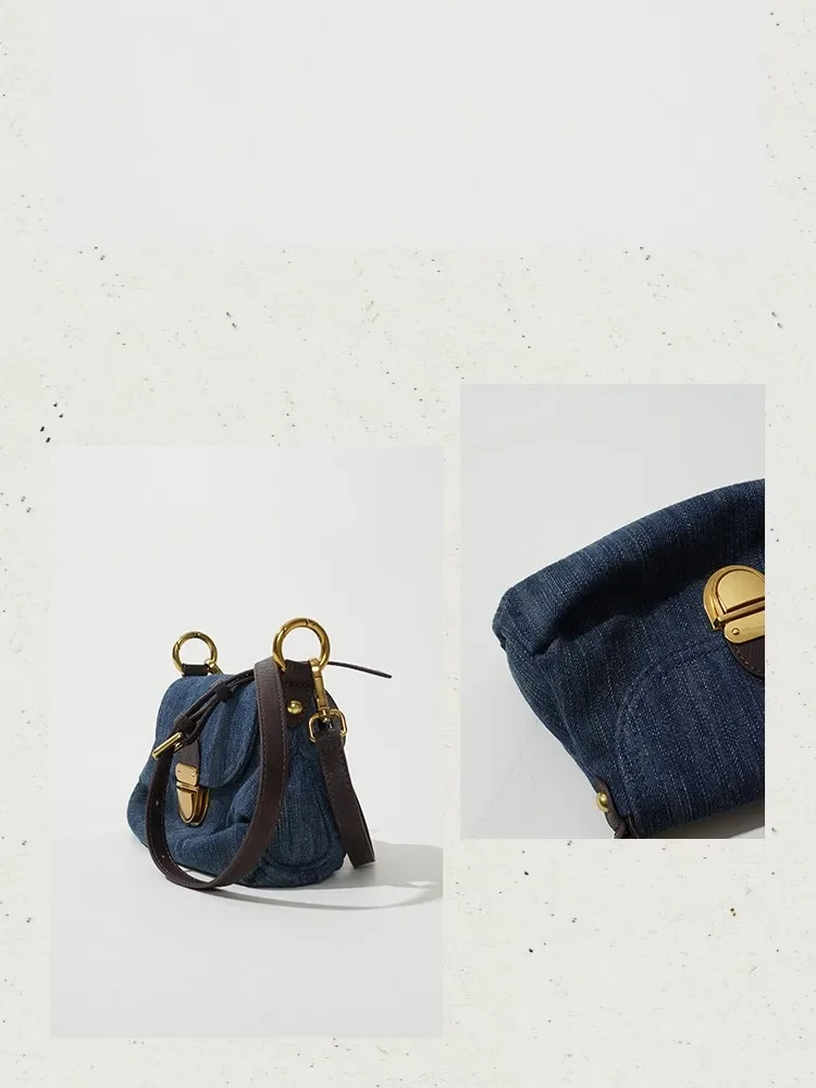 Advanced Fold Lock Crossbody Bag Women Fashion Casual Underarm Handbag 2023 Denim Shoulder Bag Vintage Female Messenger Bag