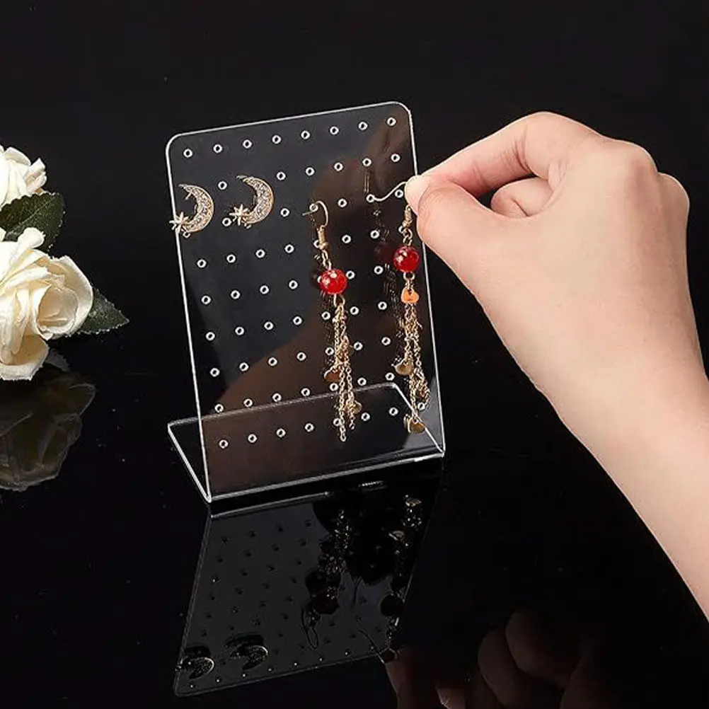 5Pcs Clear Acrylic Earring Holder Stand Organizer Rack Space Saving Jewelry Storage for Stud Earrings Retail Earring Stands