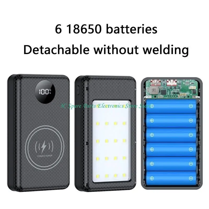 SZ Easy Assembly Power Case Shell for 6x18650 Batteries Storage Box Camping Light