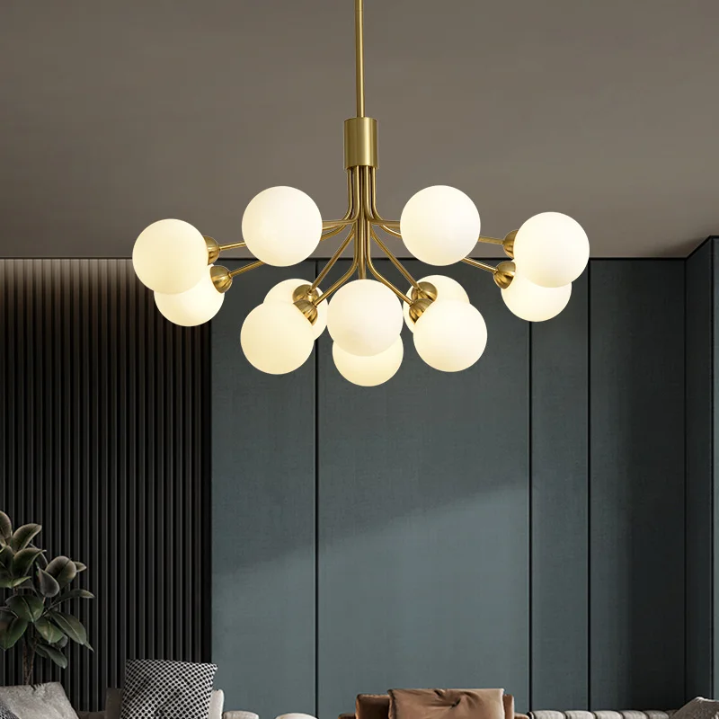 Nordic Glass Ball Chandelier, Pendant Light, Luminária Interior, Pacote de flores, Sala de estar, Quarto, Sala de jantar, Lâmpadas G9