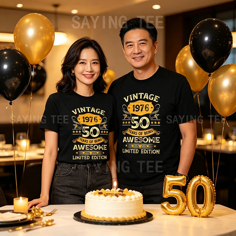 Vintage 1976 50th Birthday T-Shirt for Men And Women Born in the 70s Cool Short Sleeve Tee Awesome Saying Gift for 50 Year Old