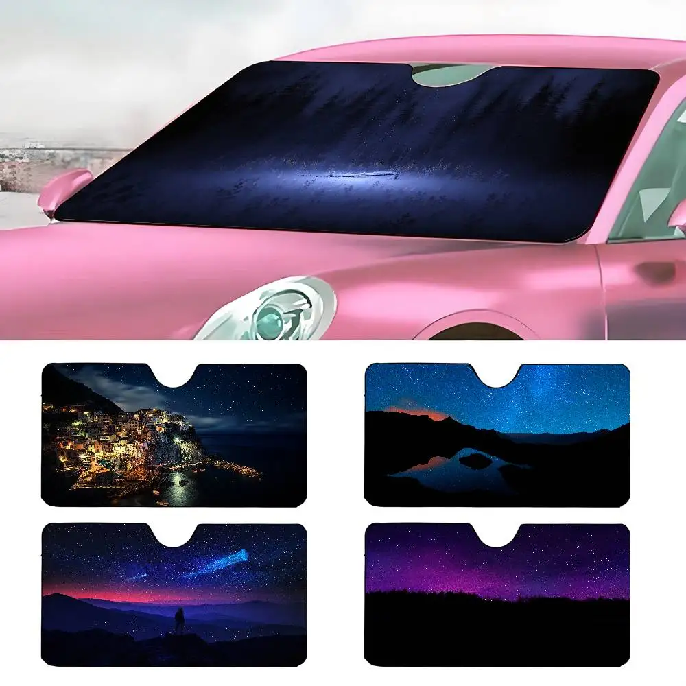

NIGHT SKY SCENERY Car SunShade Parasol Car Windshield Sun Shade UV Protection and Interior Cooler