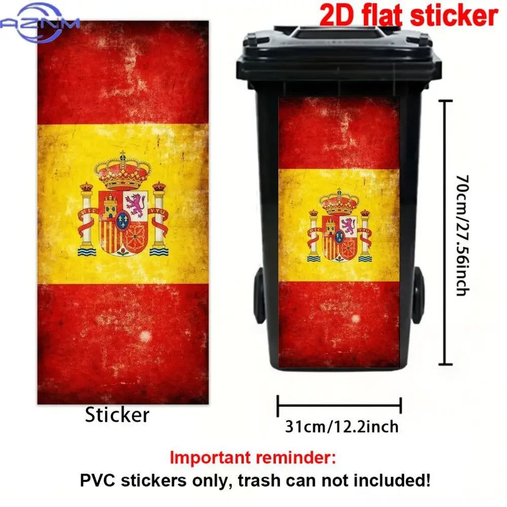 2D Flat, 2D Flat, 1pc 2D Flat Sticker Featuring a Vintage Style Spanish Flag, Self-Adhesive PVC Decoration, for Outdoor Use, S