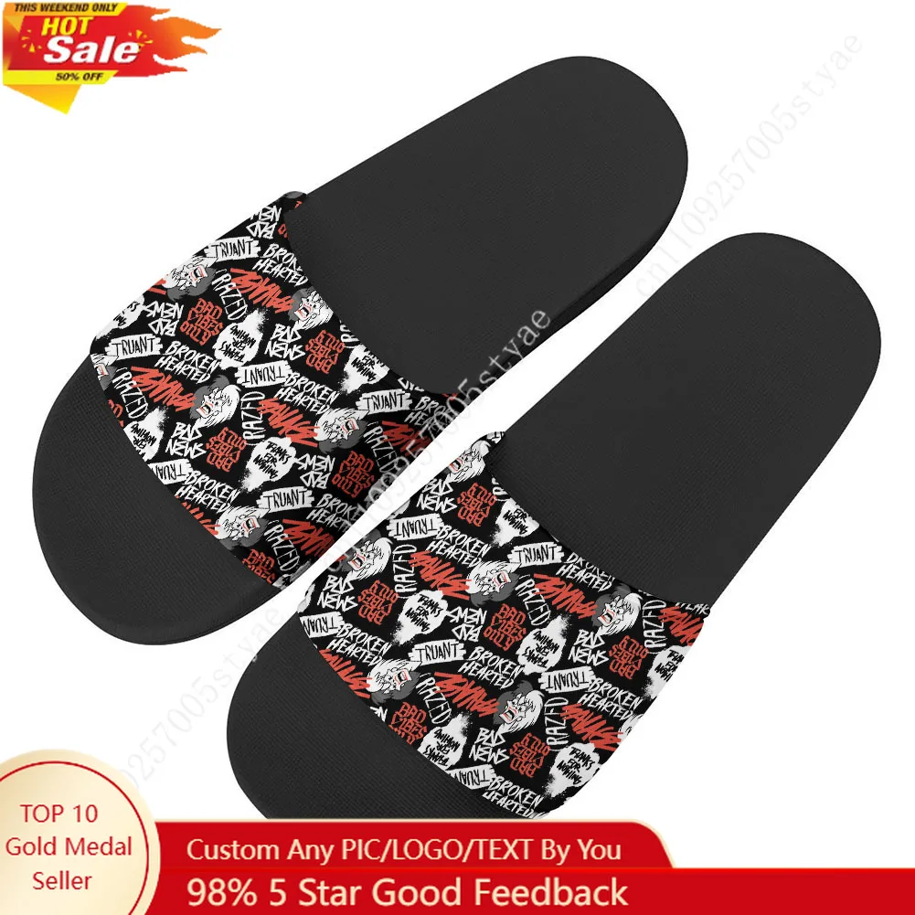 

Cruella De Vil House Slippers Disney Cartoon Movies Decoration Sandals Design Your Photo Text Logo Holiday Gifts Custom Shoes