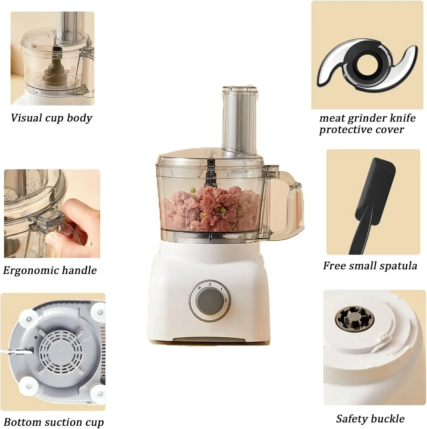 chopper electric mini food chopper electric Food processor, household multifunctional meat mixer, shredded slices