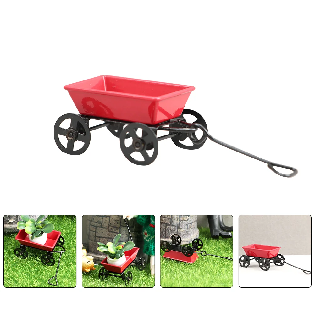 

Luggage Trolley Ornaments Mini House Decor Toys for Toddlers Cart Decoration Garden Accessory Girls