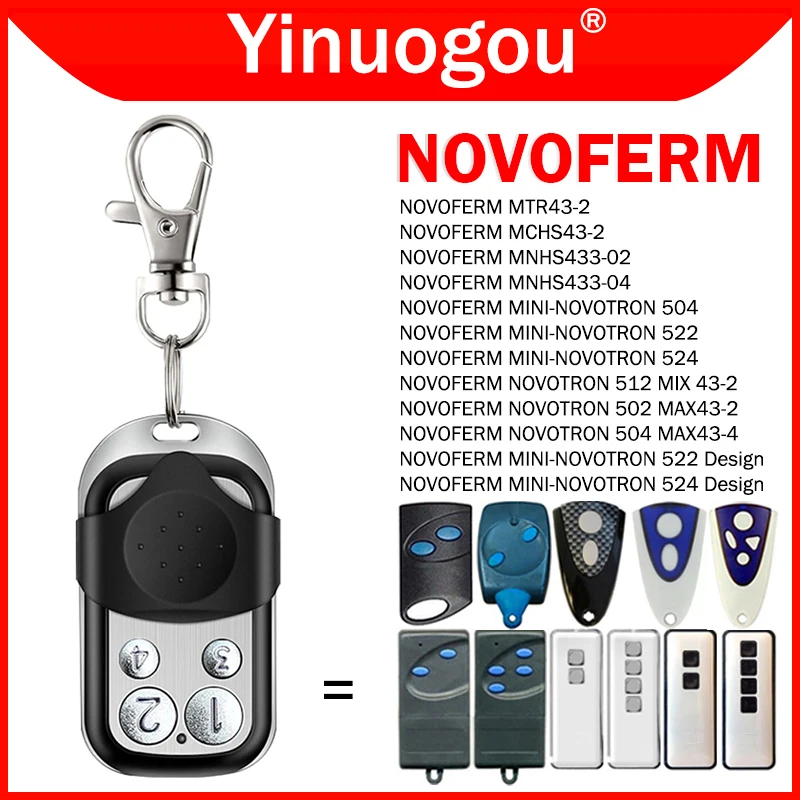 NOVOFERM NOVOTRON 502 MAX43-2 504 MAX43-4 MINI-NOVOTRON 522 524 MTR43 MCHS43 MNHS433 Remote Control Garage Door Opener 433MHz