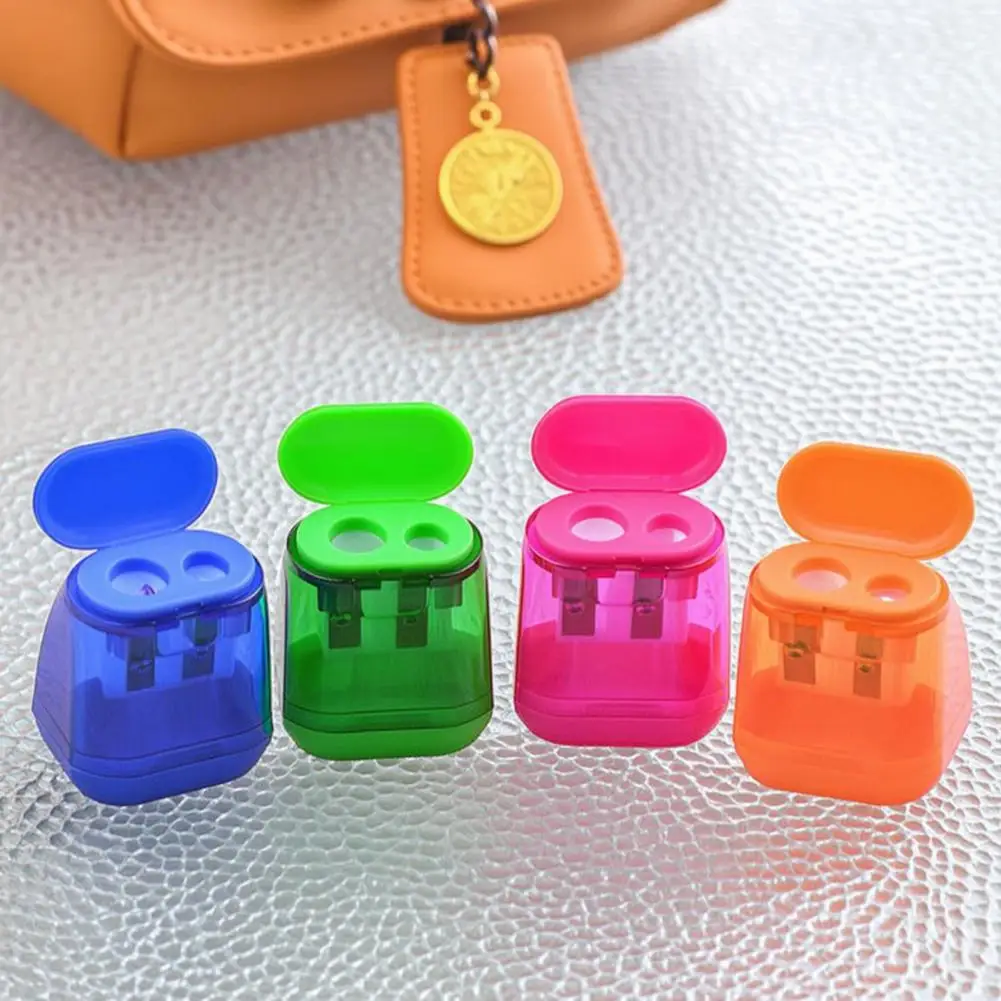 Handheld Pencil Sharpener for School 5pcs Double Hole Pencil Sharpeners with Lid Transparent Handheld for School for Backpacks