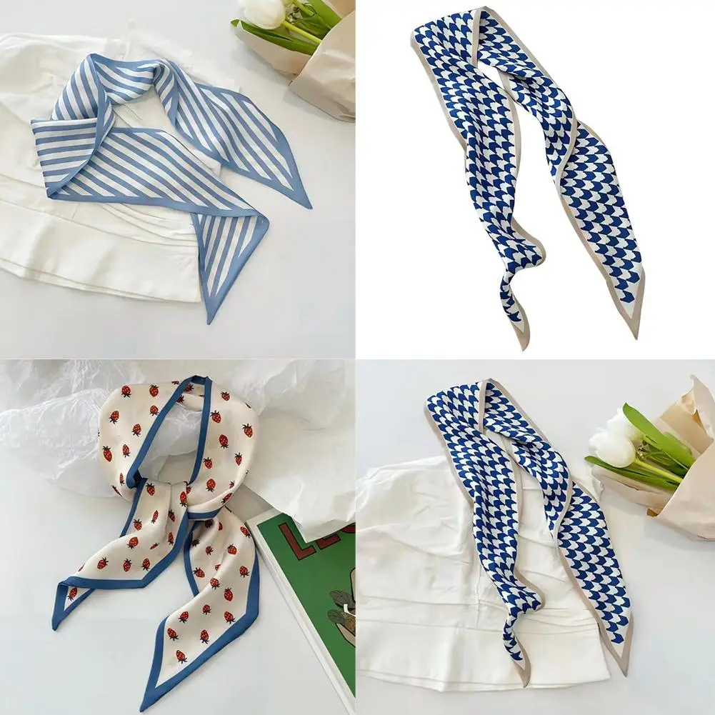 Multifunctional Silk Head Scarf Headband Scarf Handbag Scarf Neck Scarf Purse Decorative Scarf For Women Hair Ribbon Bow Ti T7K4