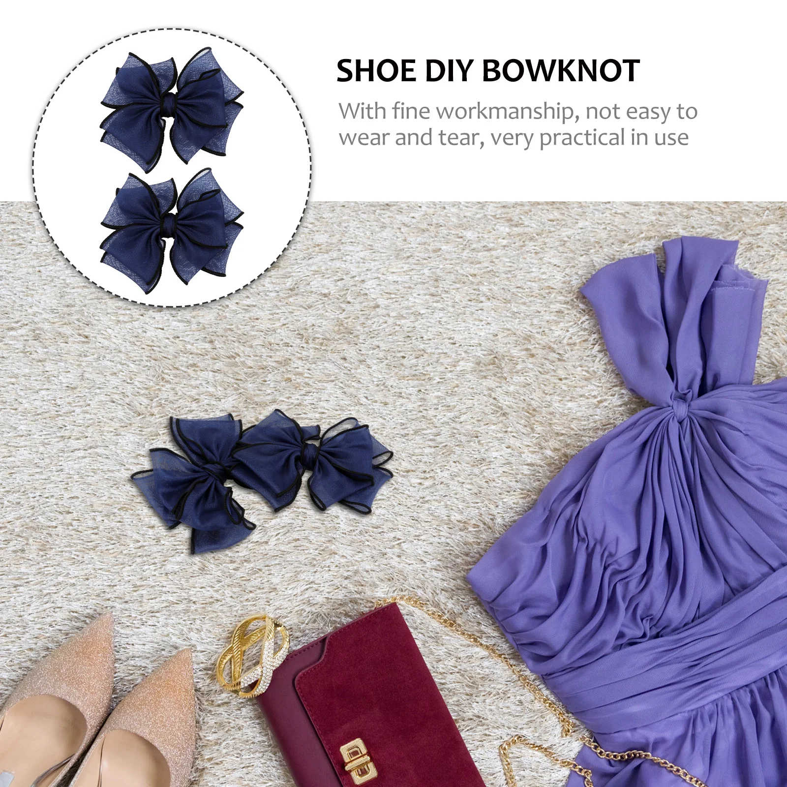 

2pcs Shoe DIY Bowknot Decorations for Girls Accessories Durable Premium Ornament Stereo Design Party Street Photo Decoration