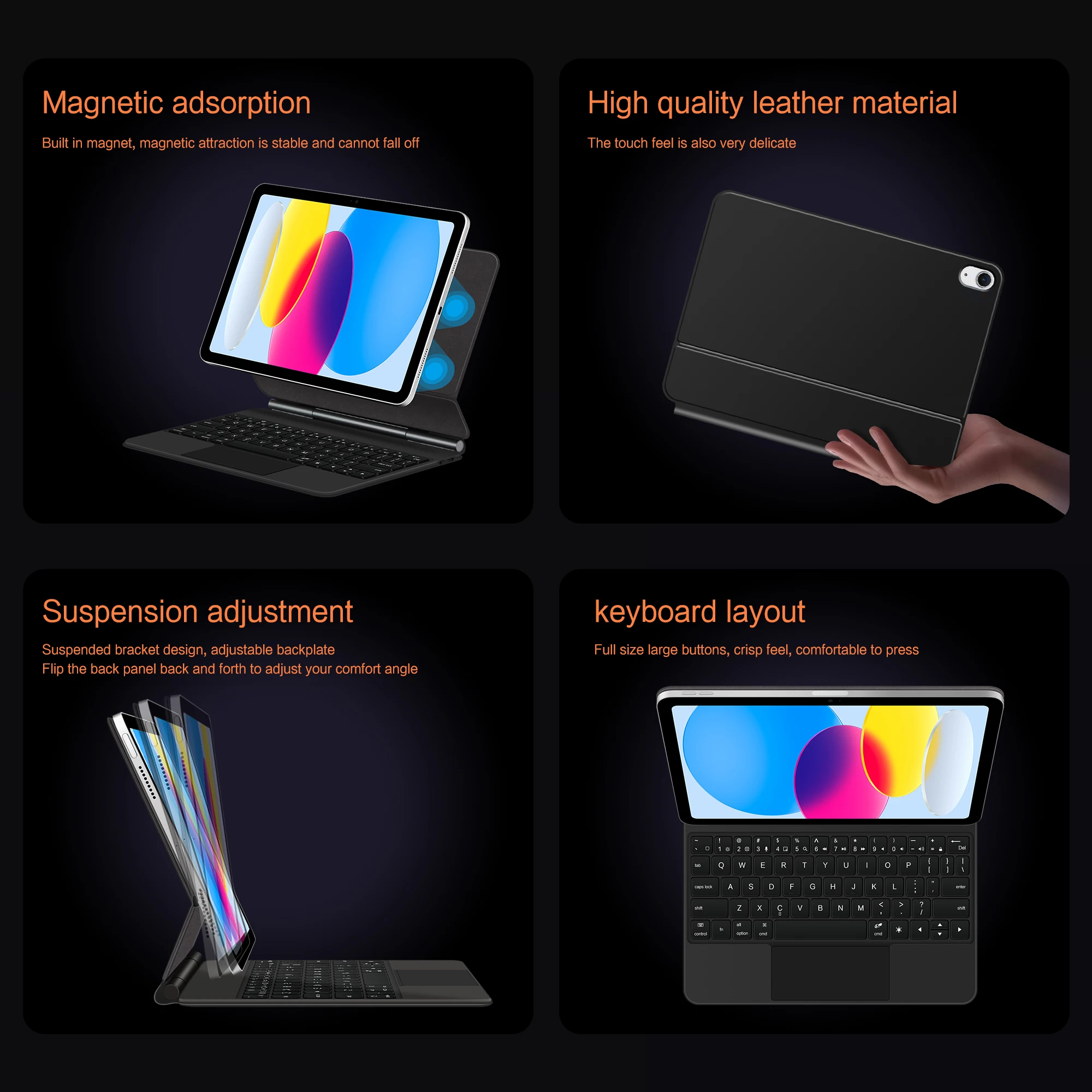 LFOIQN Magic Keyboard For iPad 10th 10.9 inch iPad A16 11th Pro M5 M4 11 13 Air 4/5/6/7 M3 M2 Case Folio Backlight Multi-Touch