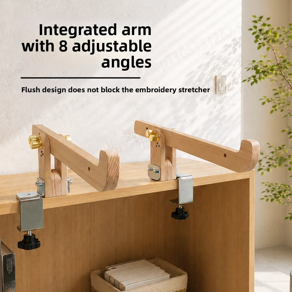Cross Stitch Table Edge Clip Frame Beech Wood Multi Angle Adjustment with Hoop Stable Not Block Hoop Desktop Stand