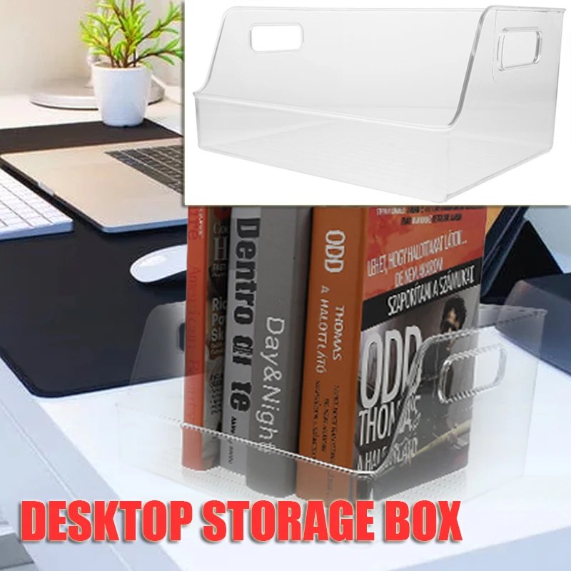 

1pc Simple Cd Box Desktop Storage Organizer Large Capacity File Box For Office Study Transparent Color Book Storage Container