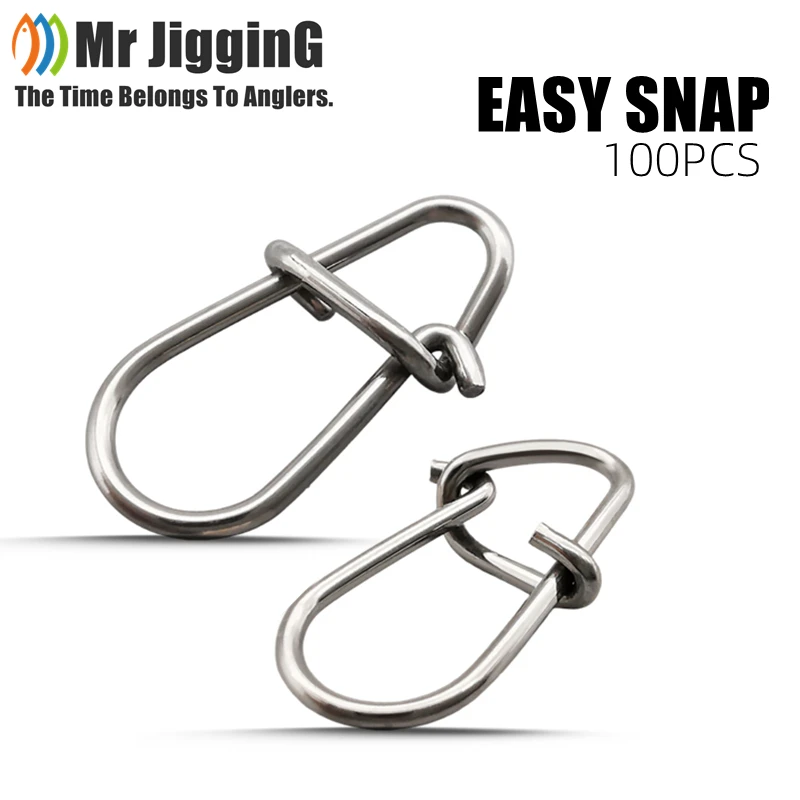 

Mr JigginG 100pcs Fishing Hooked Snap Pin High Strength 304 Stainless Steel Round Snap Connector Fishing Tackle Lure Accessories