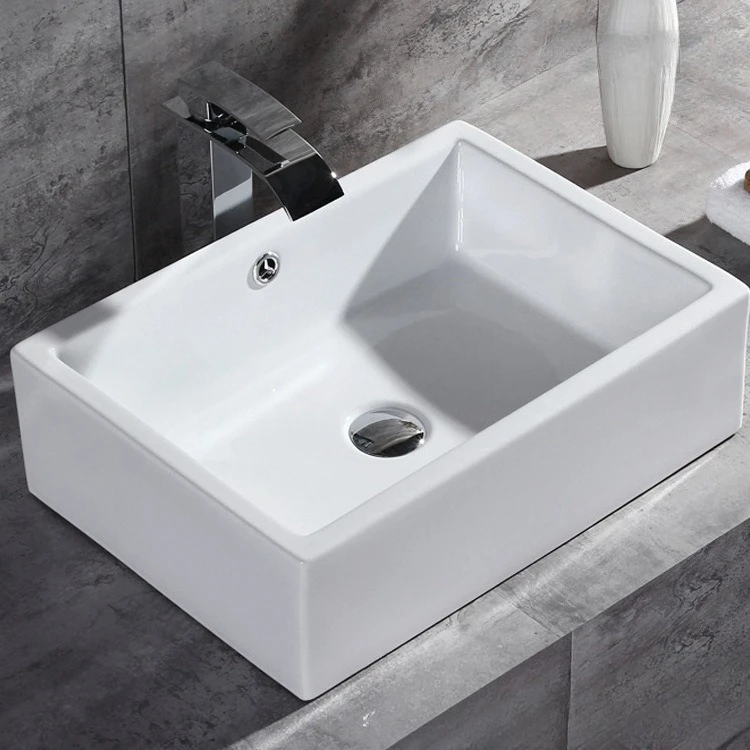 Manufacturer wholesale ceramic bathroom basin, art ceramic washbasin, rectangular washbasin, bathroom counter basin