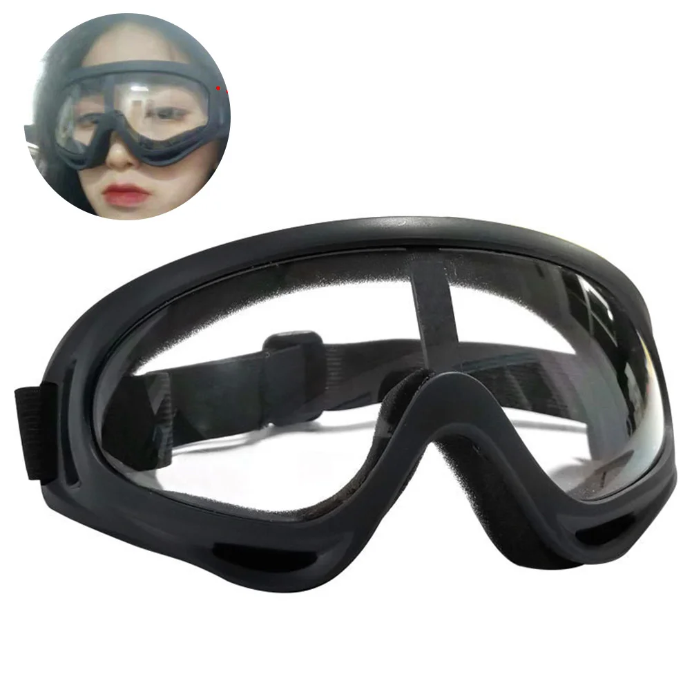 Lunettes Anti-buée noires, lunettes de sécurité réglables pour randonnée en plein air, équitation, Protection contre le vent et le sable, lunettes de ski unisexes