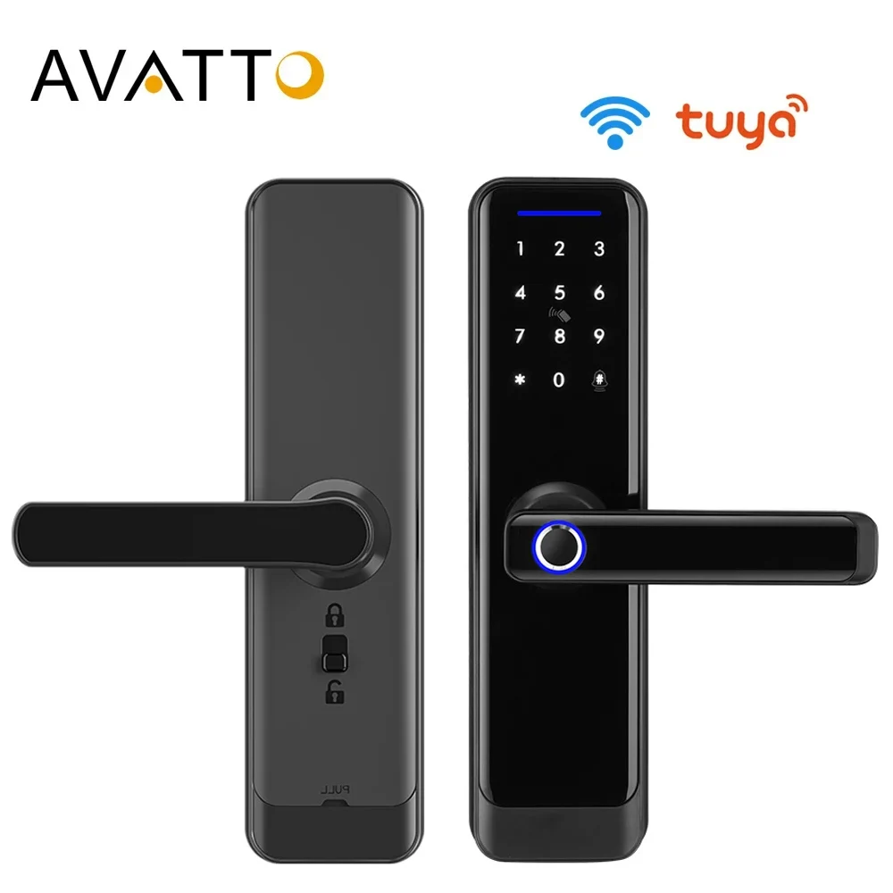 

Tuya WiFi Digital Electronic Door Lock Black Smart Home Biometric Remote Unlock Keyless Lock Fingerprint Support Smartlife