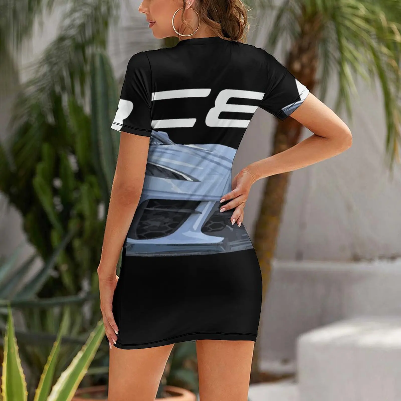 TJ Hunt C8 Twin Turbo Corvette Ceramic matrix Gray Widebody Short Sleeved Dress Women's dress women clothing 2025 new arrivals