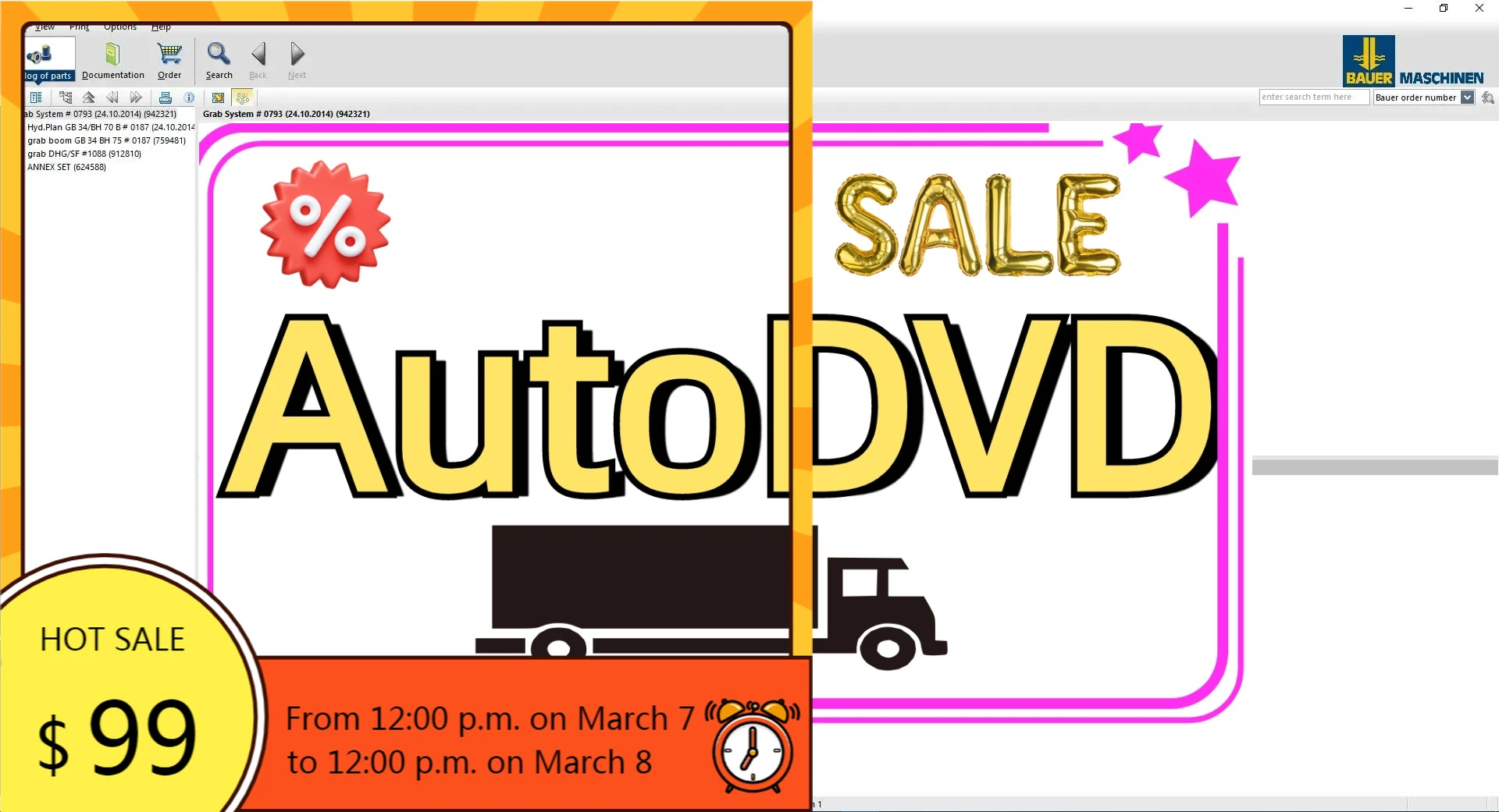 AutoDVD Bauer Foundation Drilling Machine Full All Model Spare Part Lists, Instruction Manuals, Schematic Manual DVD